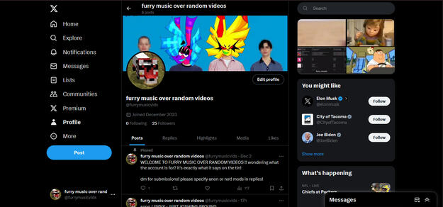 furry music over random videos (titter gimmick)